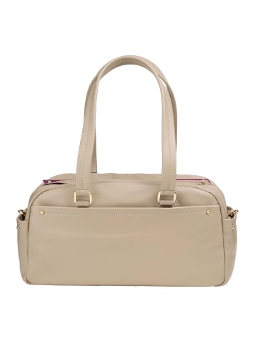 DuDu Pocket Schultertasche Leder 33 cm in grigio sabbia