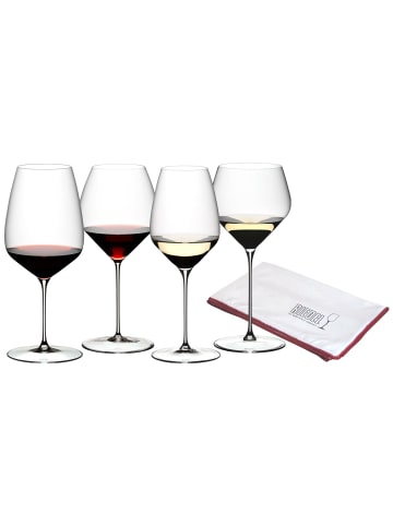 RIEDEL Glas 4er Set Wein-Tasting-Set + Poliertuch Veloce in transparent