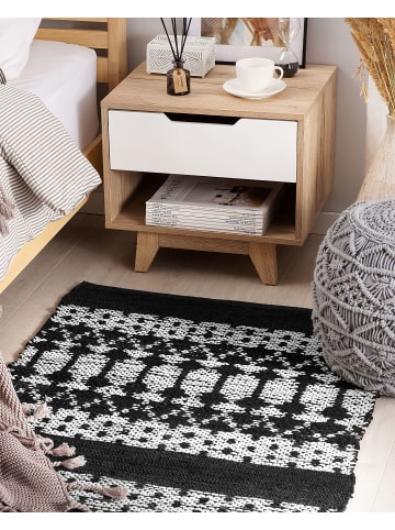 Beliani Geflochtener Teppich SOKUN in Schwarz/Beige - (W) 80 x (H) 1.2 x (L) 150 cm