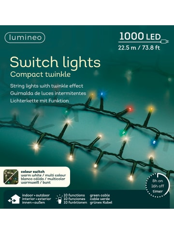LUMINEO Lichterkette Switch Lights, Compact Twinkle 1.000 LED 22,5 m in warm weiß/bunt
