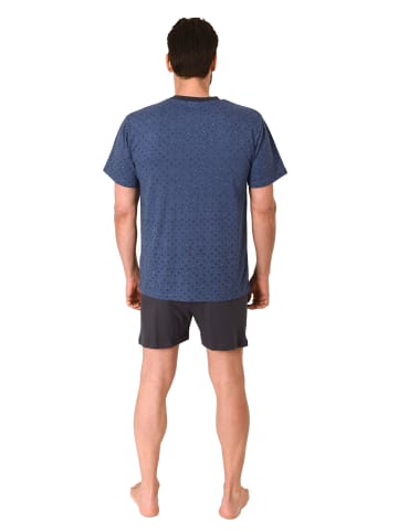NORMANN Kurzarm Schlafanzug Shorty Pyjama print - 86204 in blau-mel.