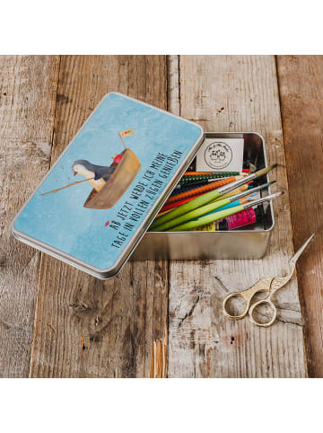 Mr. & Mrs. Panda Erinnerungsbox Pinguin Angelboot mit Spruch in Eisblau