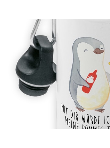 Mr. & Mrs. Panda Trinkflasche Pinguin Pommes mit Spruch in Weiß