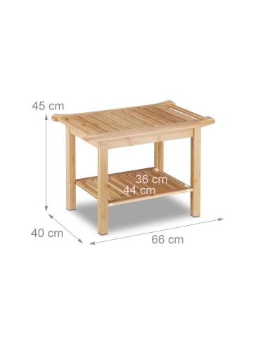 relaxdays Badezimmerbank in Natur - (B)66 x (H)45 x (T)40 cm