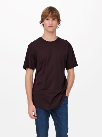 Only&Sons Langes Rundhals T-Shirt Kurzarm Shirt ONSMATT Stretch Basic in Weinrot