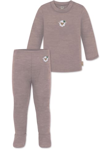 Normani Outdoor Sports Baby Merino Set Wollpullover und Unterhose in Rosa