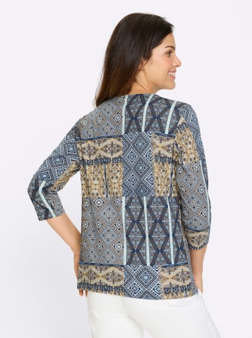 Sieh an! 3/4-Arm-Shirt in marine-camel-bedruckt