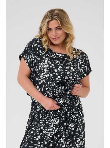 KAFFE curve Kurzarm-Bluse KCbella Loose fit in Black / Chalk Graphic