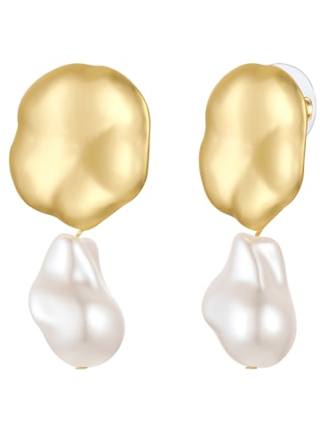 Yokoamii Ohrringe aus Metall-Legierung mit Perle (synth.) in gelbgold