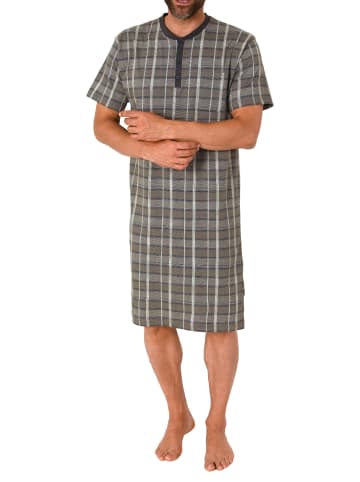NORMANN kurzarm Nachthemd Knopfleiste am Hals - 72280 in dunkelgrau