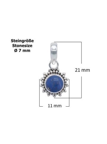 mantraroma 925er Silber - Ketten (L) 11 x (B) 21 mm mit Lapis Lazuli