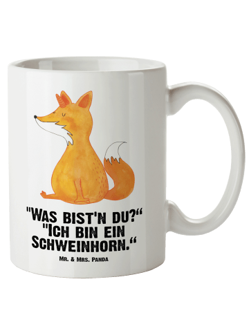 Mr. & Mrs. Panda Kaffeepott Einhorn Fuchs mit Spruch in Weiß