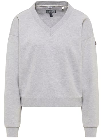 DreiMaster Vintage Sweatshirt Mit V-Ausschnitt in Grau Melange