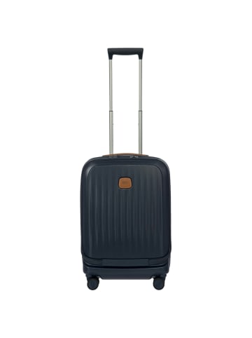 BRIC`s Taormina - 4-Rollen-Kabinentrolley mit Vortasche 55 cm erw. USB (creme) in blau