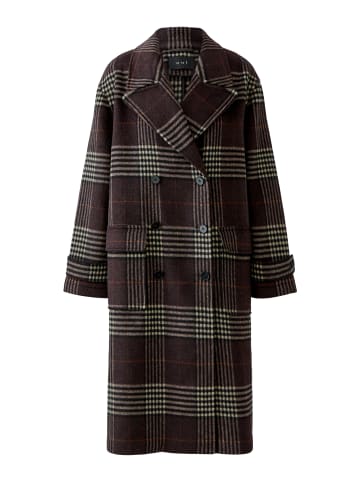 Oui Doppelreihermantel in dk brown white
