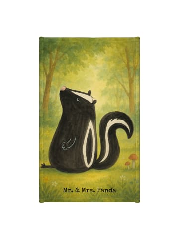 Mr. & Mrs. Panda Gästehandtuch Stinktier Sitzen Design ohne Spruch in Weiß