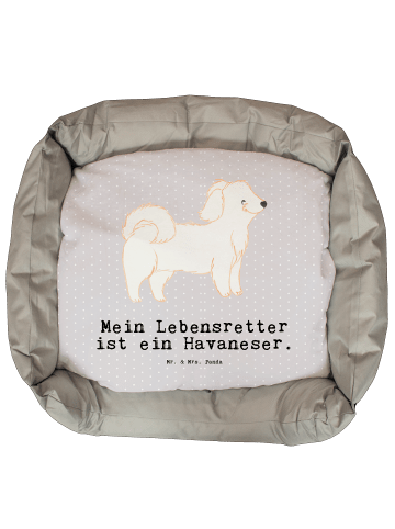 Mr. & Mrs. Panda Hundekörbchen Havaneser Lebensretter mit Spruch in Grau Pastell