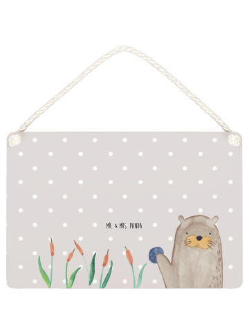 Mr. & Mrs. Panda Schild Otter Stein ohne Spruch in Grau Pastell