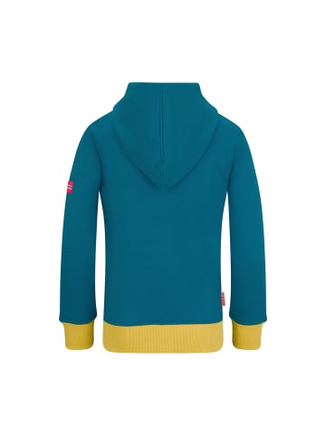 Trollkids Hoodie Pullover mit Kapuze "Sortland" in Atlantisblau/Gingergelb