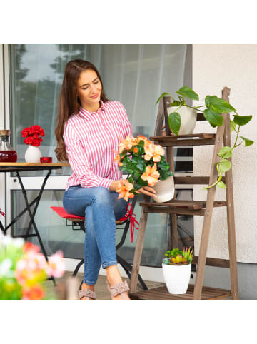 relaxdays Blumentreppe in Dunkelbraun - (B)41 x (H)160 x (T)49 cm