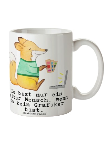 Mr. & Mrs. Panda Tasse Grafiker Herz mit Spruch in Weiß