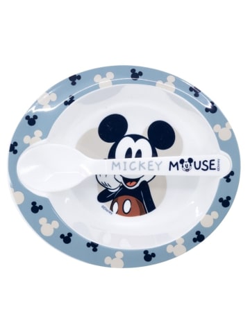 Disney Mickey Mouse Disney Mickey Mouse Kindergeschirr Set Schale und Löffel für Kinder in Blau