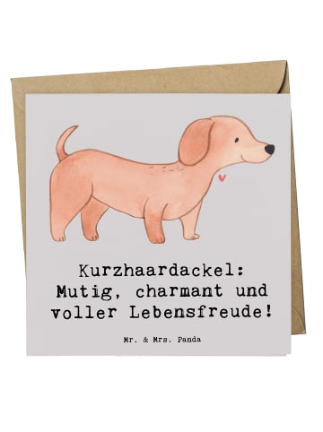 Mr. & Mrs. Panda Klappkarte Mutiger Dackel mit Spruch in Grau Pastell