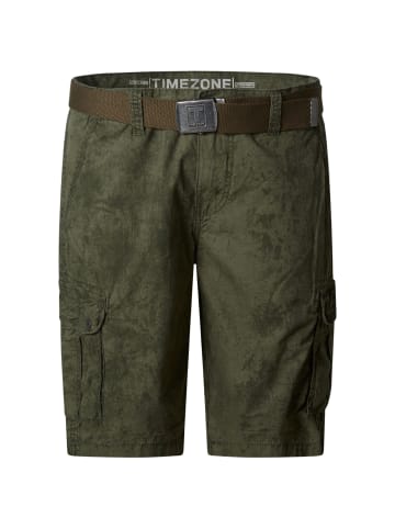 Timezone Kurze, karierte Shorts mit Gürtel und Eingrifftaschen in Grün-2