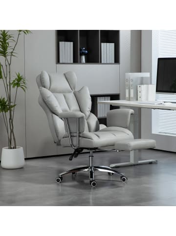 HOMCOM Bürostuhl-74L x 65B x 120-128H cm-Hellgrau
