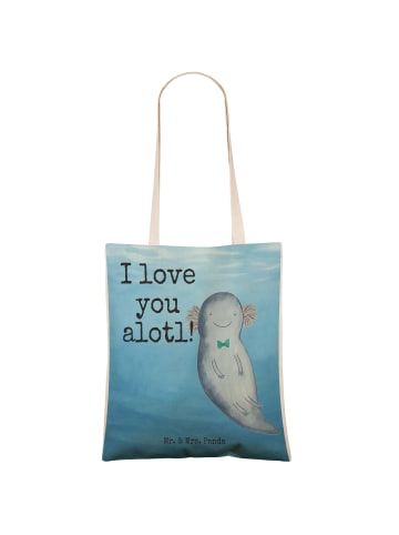 Mr. & Mrs. Panda Tasche Axolotl Liebe Design mit Spruch in Weiß