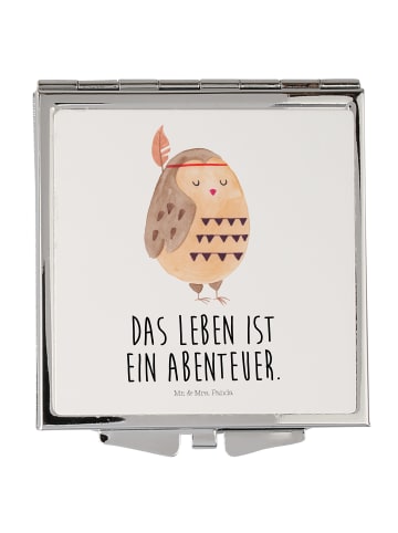 Mr. & Mrs. Panda Schminkspiegel Eule Federschmuck mit Spruch in Weiß