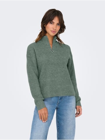 ONLY Pullover mit Stehkragen und halbem Reißverschluss in Grün