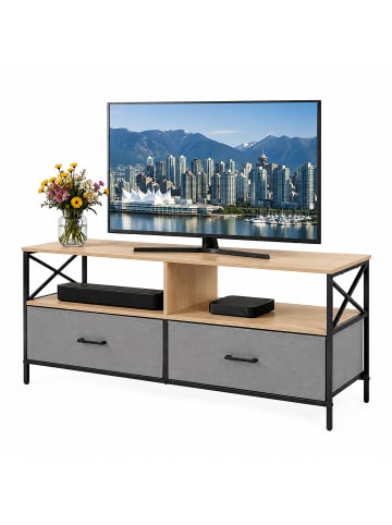 relaxdays TV Lowboard in Greige/ Schwarz - (B)120 x (H)50 x (T)40 cm