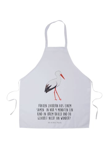 Mr. & Mrs. Panda Küchenschürze Storch mit Spruch in Weiß