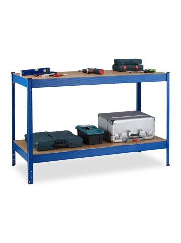 relaxdays Werkbank in Blau - (B)141 x (H)90,5 x (T)61 cm