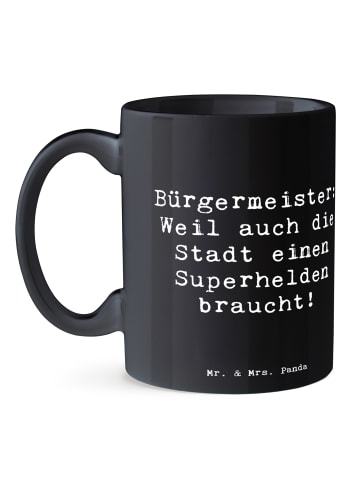 Mr. & Mrs. Panda Kakaotasse Spruch Bürgermeister Superheld mit S... in Schwarz