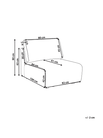 Beliani Sofaelement KIVVIK in Beige - (W) 82 x (H) 80 x (L) 100 cm