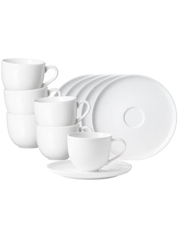 Ritzenhoff & Breker 6er Set Kaffeetassen mit Untertassen Skagen 220 ml weiß in weiß
