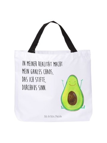 Mr. & Mrs. Panda Tragetasche Avocado Glücklich mit Spruch in Weiß