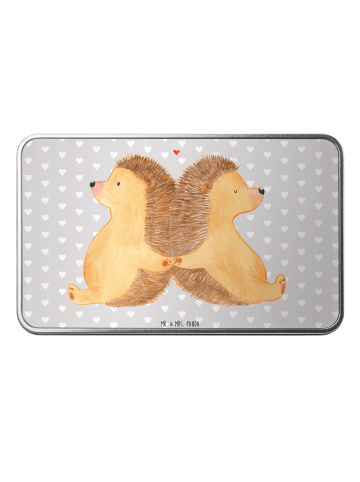 Mr. & Mrs. Panda Aufbewahrungsbox Igel händchenhaltend ohne Spruch in Grau Pastell