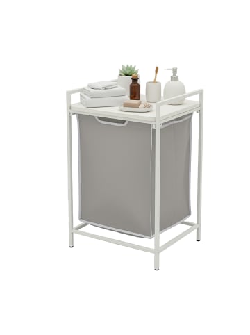 relaxdays Wäschesammler in Weiß/ Grau - 65 L