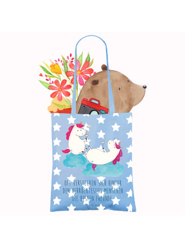 Mr. & Mrs. Panda Schultertasche Einhorn Sekt mit Spruch in Sky Blue