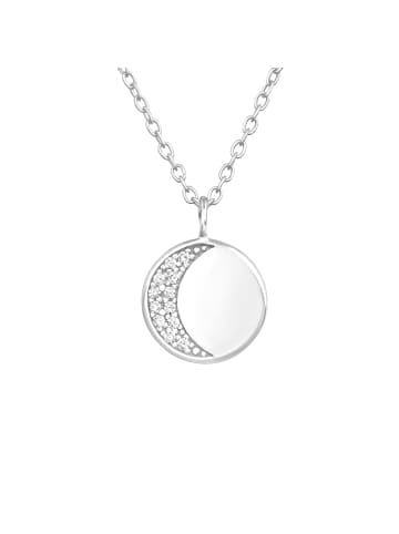 Alexander York Kette mit Anhänger Plättchen MOND in 925 Sterling Silber, 2-tlg. in silber