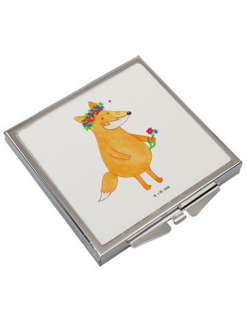 Mr. & Mrs. Panda Schminkspiegel Fuchs Blumen ohne Spruch in Weiß