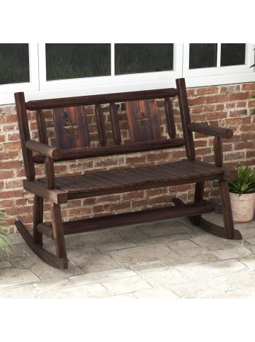 COSTWAY Gartenbank Schaukelbank 111x85x89cm in Braun