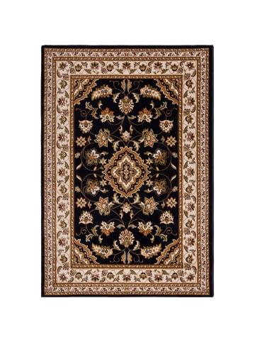 KADIMA DESIGN Orientteppich Bordüre floral klassischer Wohnzimmer-Teppich in Dunkelblau