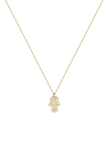 Elli Halskette 925 Sterling Silber Hamsa Hand in Gold