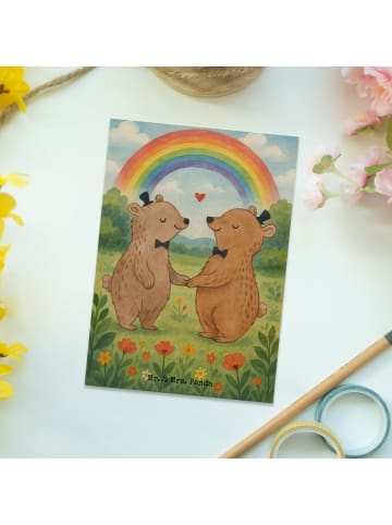 Mr. & Mrs. Panda Postkarte Bären Gay Pride Design ohne Spruch in Weiß