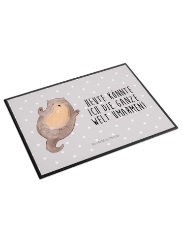 Mr. & Mrs. Panda Schreibtischunterlage Otter Umarmen mit Spruch in Grau Pastell