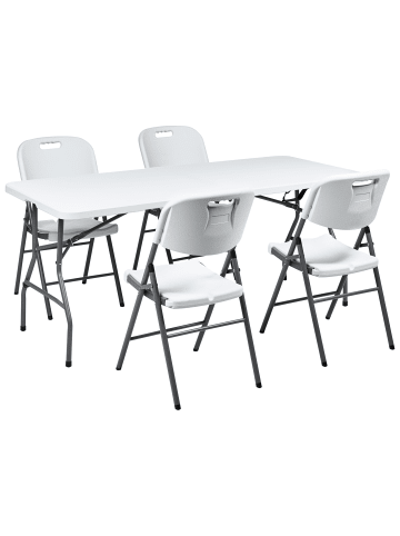 Beliani 5-tlg Gartentisch Set CUGNOLI in Weiß/Silber
